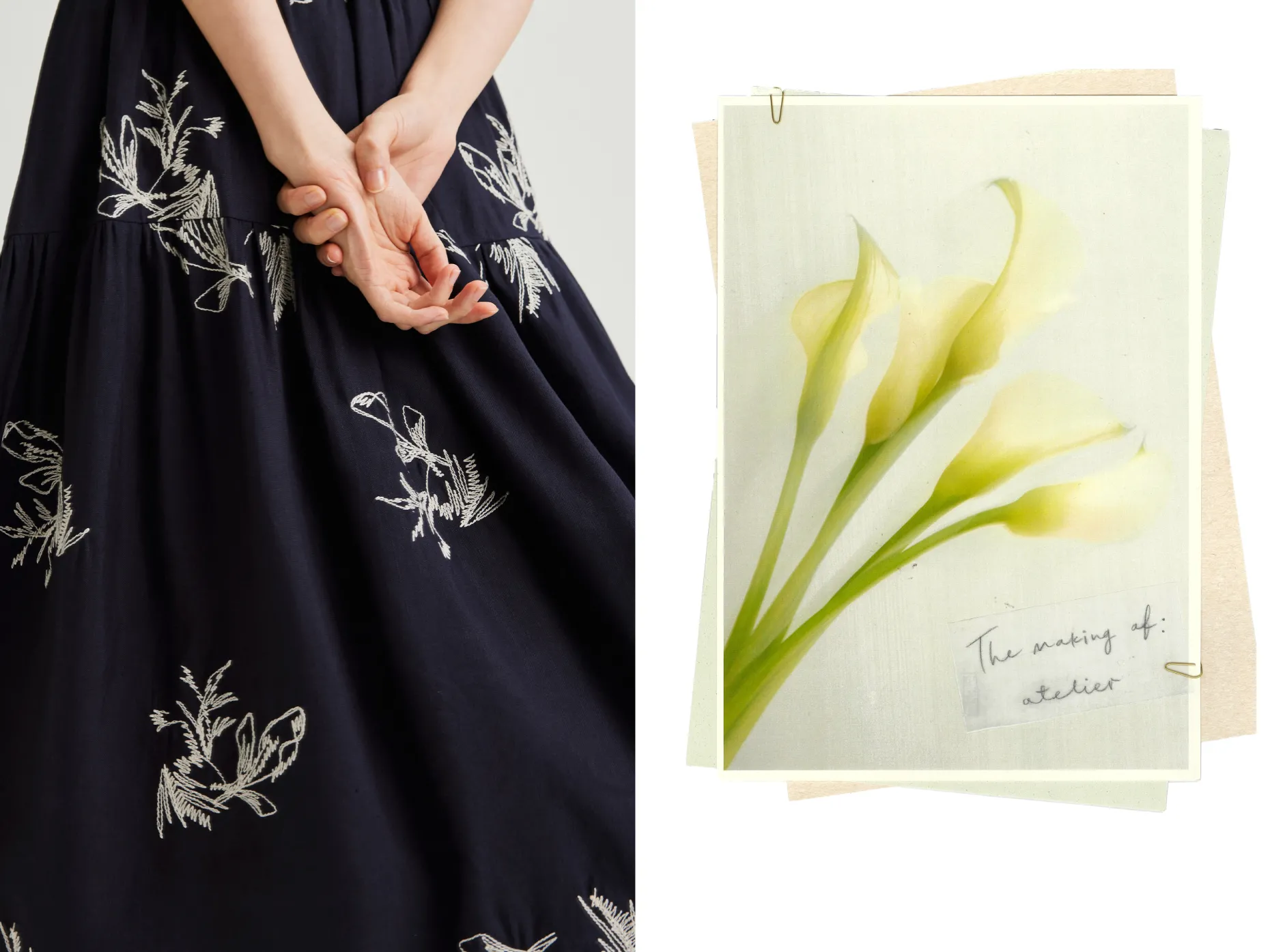 Linen Embroidered Midi Skirt