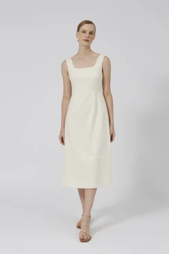 Linen Fitted Midi Dress