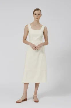 Linen Fitted Midi Dress