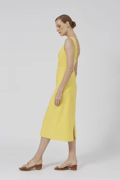 Linen Fitted Midi Dress