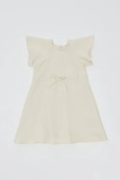 Linen Flutter Sleeve Midi Dress