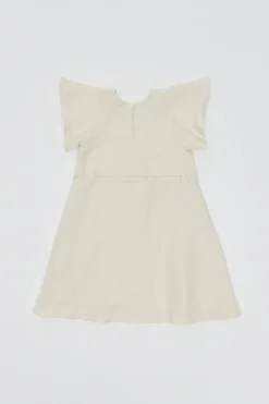 Linen Flutter Sleeve Midi Dress
