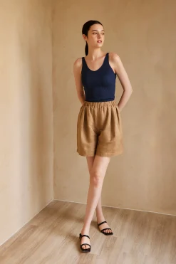 Linen High-Waisted Shorts