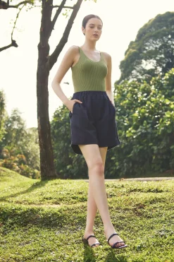 Linen High-Waisted Shorts
