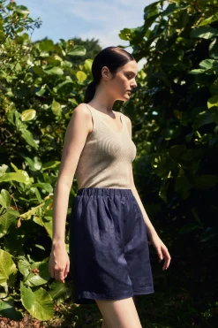 Linen High-Waisted Shorts