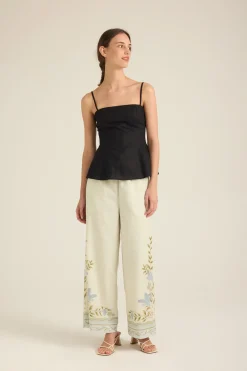 Linen Peplum Cami Top
