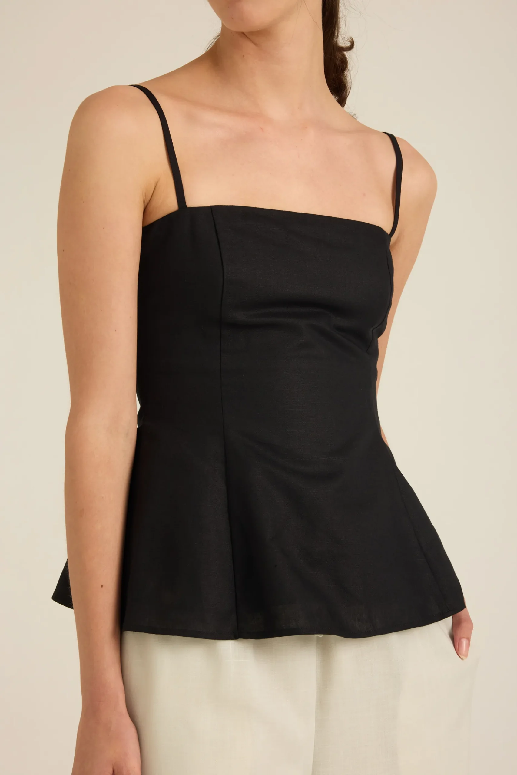 Linen Peplum Cami Top