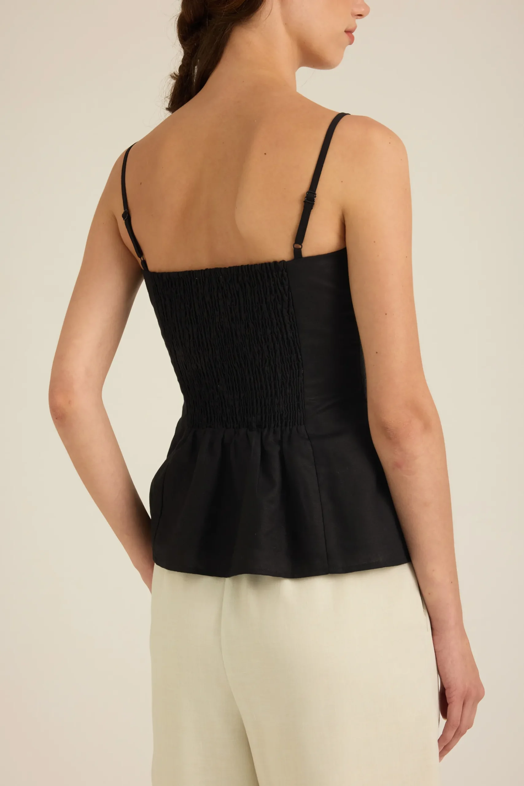 Linen Peplum Cami Top