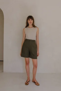 Linen Pinstripe Shorts
