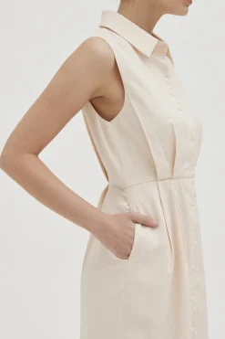 Linen Pleated Shirt Dress