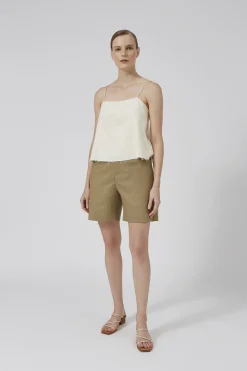 Linen Raw Hem Cami Top