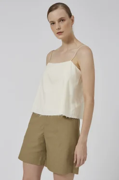 Linen Raw Hem Cami Top