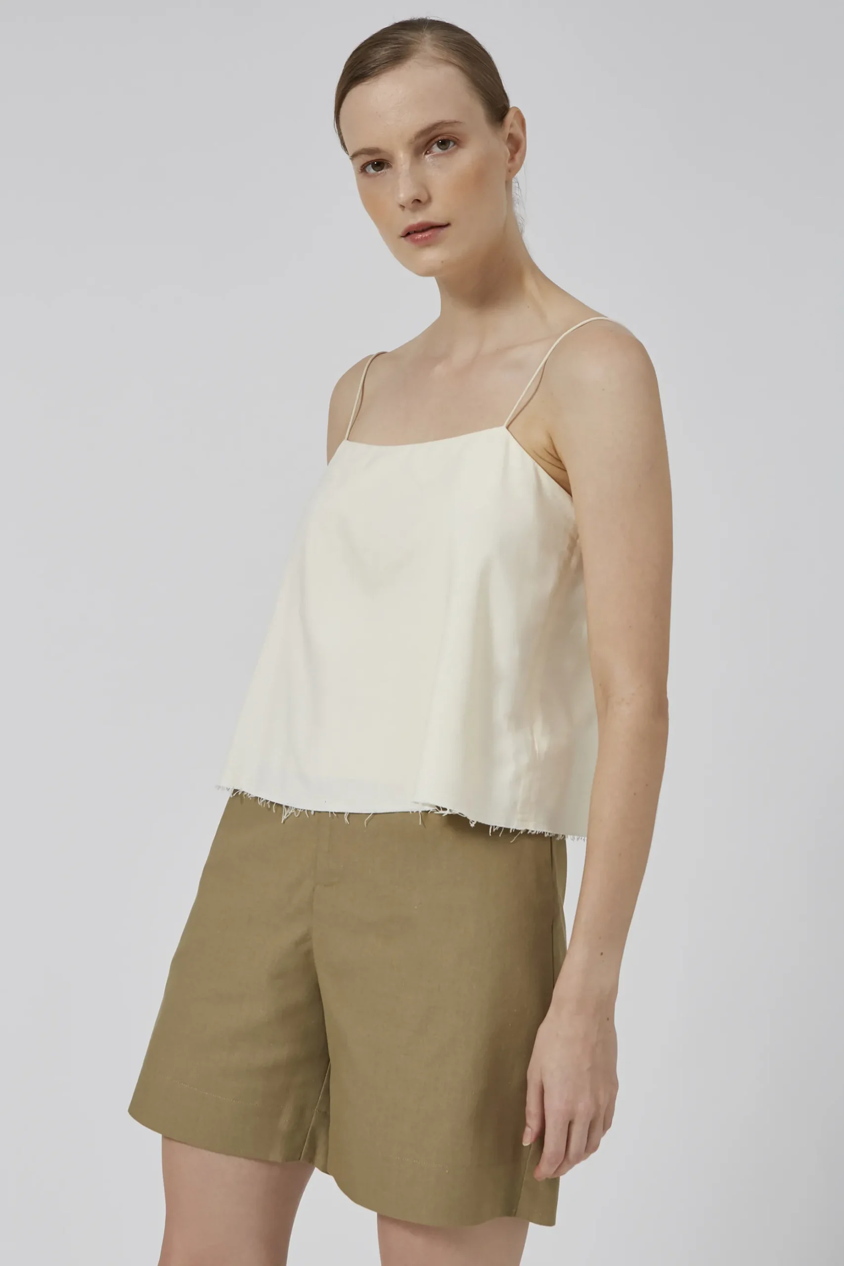 Linen Raw Hem Cami Top