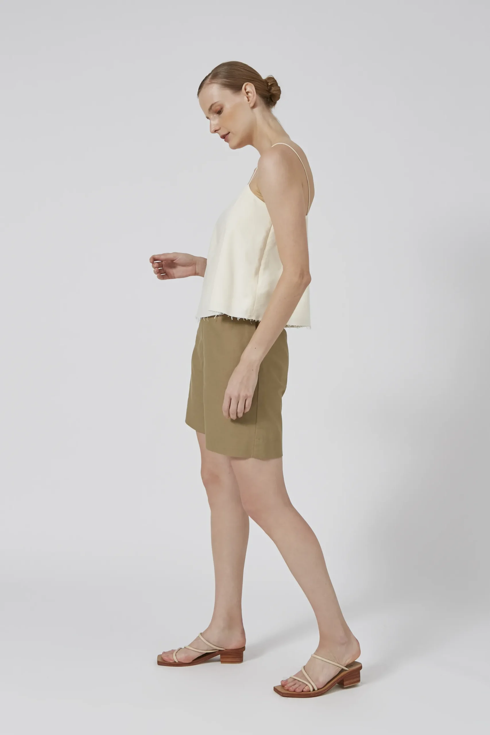 Linen Raw Hem Cami Top