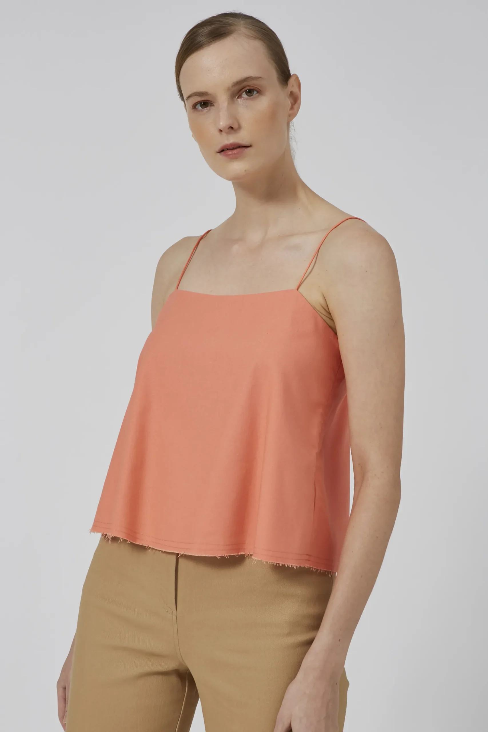 Linen Raw Hem Cami Top