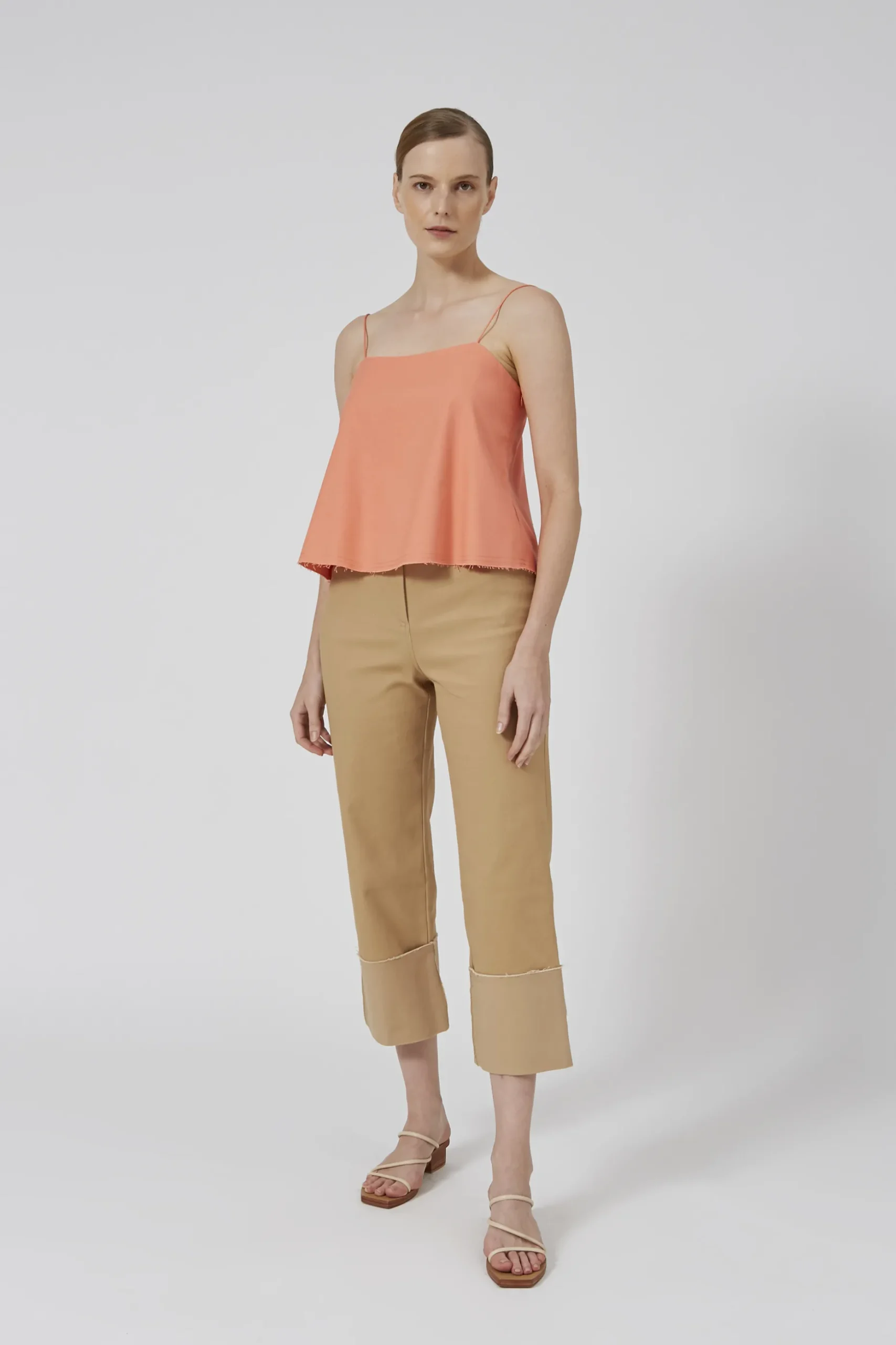 Linen Raw Hem Cami Top