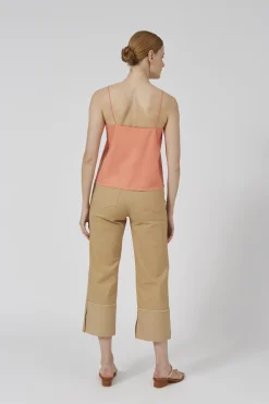 Linen Raw Hem Cami Top