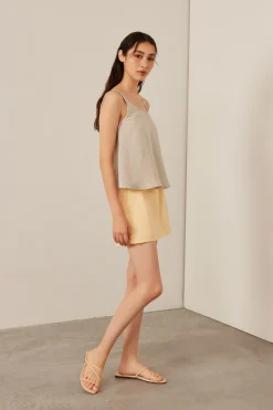 Linen Scoop-Neck Top