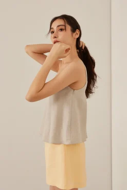 Linen Scoop-Neck Top