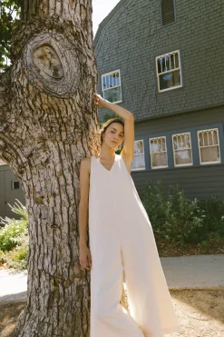 Linen V-Neck Jumpsuit