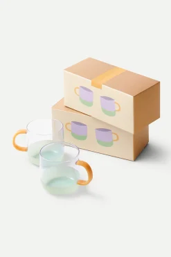 [Local Shipping Only] Colourblock Glass Mug Set (Set of 2)