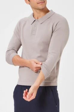 Long-Sleeve Knit Polo Sweater