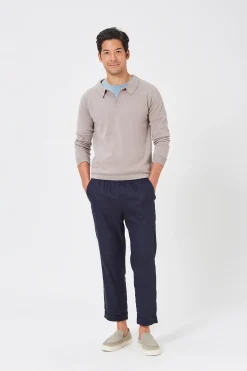 Long-Sleeve Knit Polo Sweater