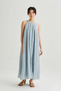 Lyocell Pintuck Halter Dress