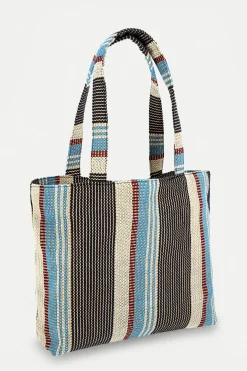 Medium Striped Woven Beach Bag