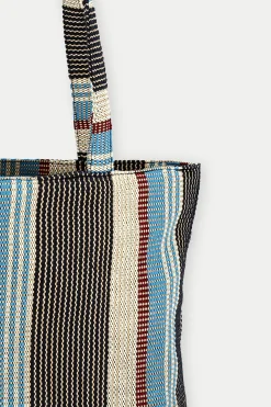 Medium Striped Woven Beach Bag