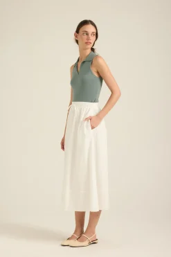 Modal-Cotton Midi Skirt