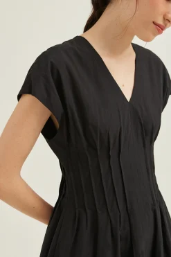 Modal-Cotton Pleated Dress