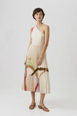 Mountains One-Shoulder Pleated Dress [Online Exclusive]