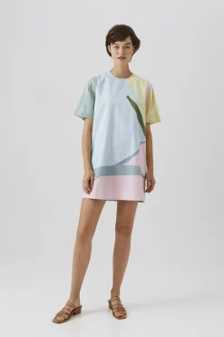 Mountains Pleat Sleeve Shift Dress