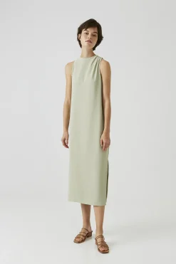 One-Shoulder Pleat Maxi Dress