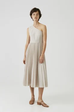 One-Shoulder Pleated Dress