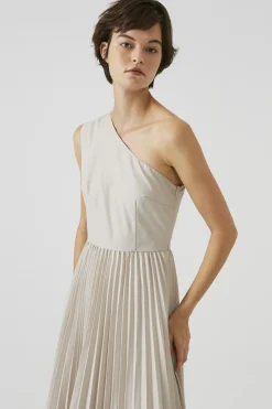 One-Shoulder Pleated Dress