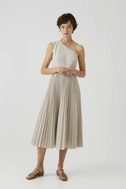 One-Shoulder Pleated Dress