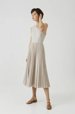 One-Shoulder Pleated Dress