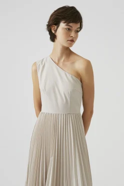 One-Shoulder Pleated Dress