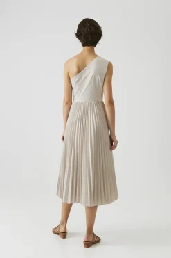 One-Shoulder Pleated Dress