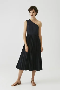 One-Shoulder Pleated Dress