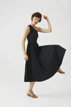 One-Shoulder Pleated Dress