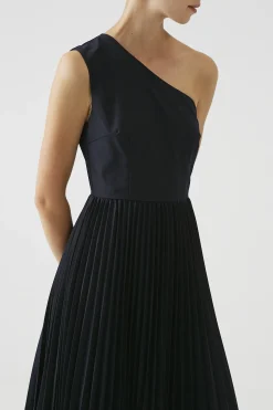 One-Shoulder Pleated Dress