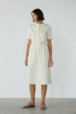 Organic Cotton Mandarin Collar Shirt Dress