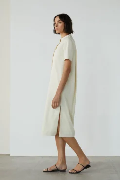 Organic Cotton Mandarin Collar Shirt Dress