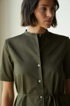 Organic Cotton Mandarin Collar Shirt Dress