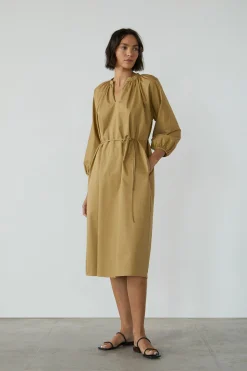 Organic Cotton V-Neck Gathered Dress