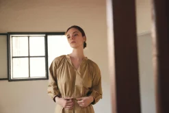 Organic Cotton V-Neck Gathered Dress