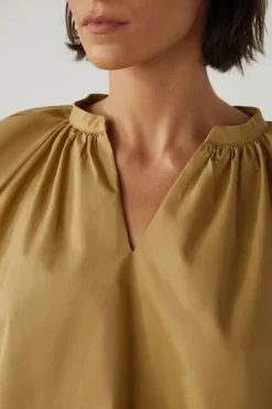 Organic Cotton V-Neck Gathered Top